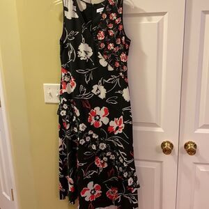 Calvin Klein floral size 4 midi dress with asymmetrical design